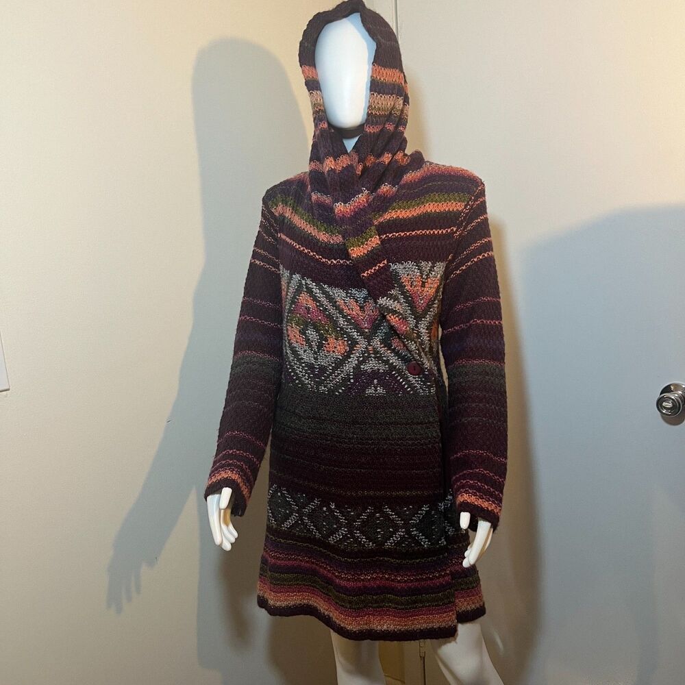 Chunky Knit Wrap Cardigan Coat Dress S Fair Isle Fairy Grunge Goblin Earthy Boho